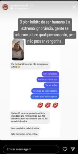 Jojo Todynho responde seguidor