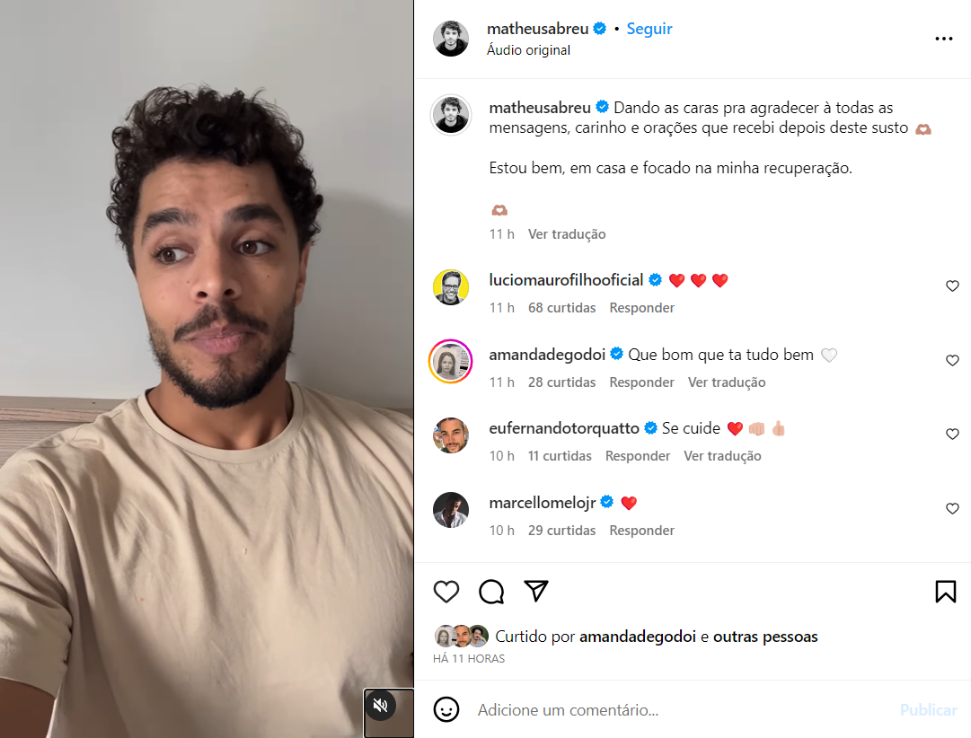 Matheus Abreu tranquiliza fãs após acidente de moto: 'Susto bem grande' 3 Publicação de Matheus Abreu