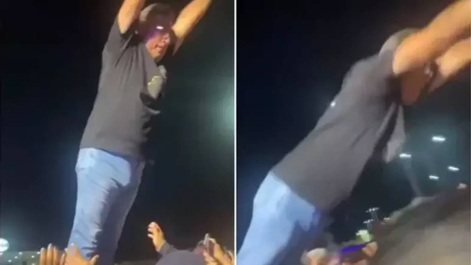 Vídeo: prefeito no Ceará se joga na plateia durante festa da cidade e cai no chão