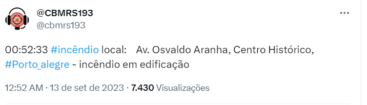 Informações do Corpo de Bombeiros Militar do RS