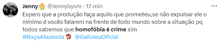 A Fazenda 15: web pede expulsão de Yuri Meirelles após fala homofóbica 9 Internautas pedem a expulsão de Yuri Meirelles do reality A Fazenda 15