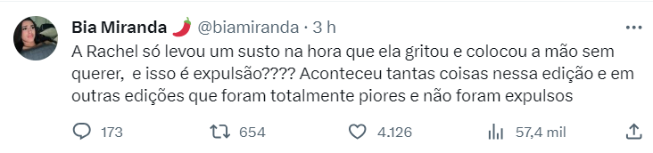 Bia Miranda diz que Sheherazade 'deveria ter dado porrada' na mãe em 'A Fazenda 15' 6 Tuítes de Bia Miranda