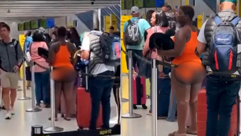 Mulher é vista seminua em fila de aeroporto nos EUA