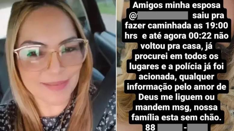 CE: mulher é encontrada morta após marido, suspeito do crime, divulgar desaparecimento nas redes