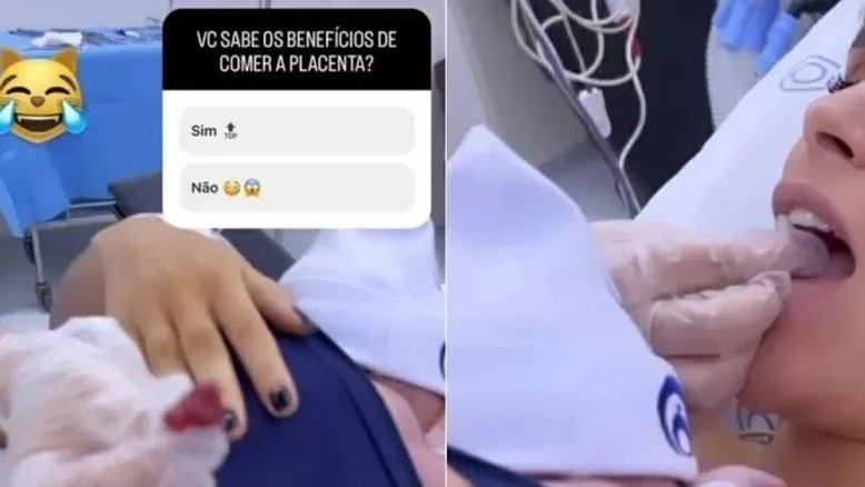 'Parece sushi', diz Fernanda Lacerda após comer pedaço de sua placenta