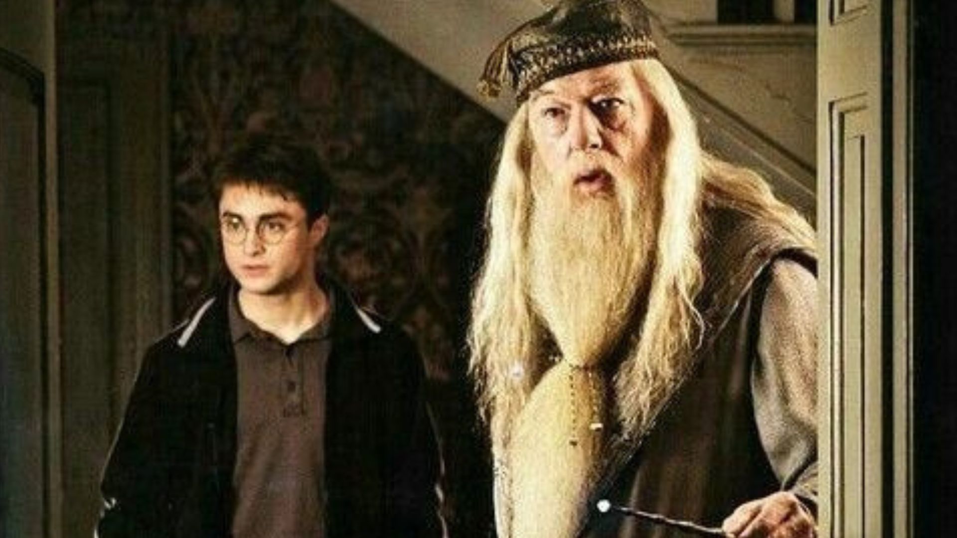 Daniel Radcliffe e Michael Gambon como Harry Potter e Alvo Dumbledore