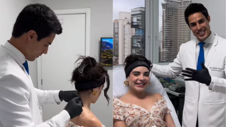Influencer fez procedimento com botox na área do ombro e pescoço