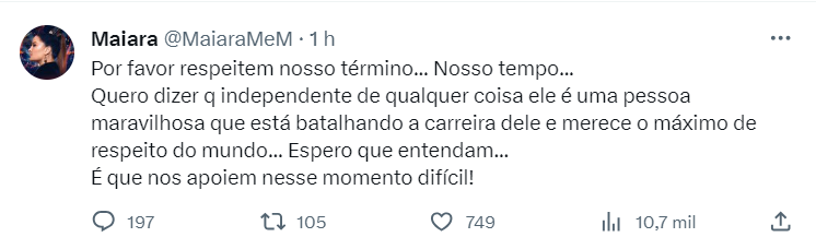 Maiara anuncia fim de relacionamento com Matheus Gabriel: 'Caminhos diferentes' 10 Postagem de Maiara