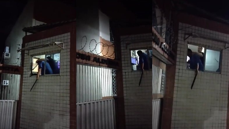 Vídeo: morador agride e ameaça porteiro com facão após entregador ser proibido de entrar