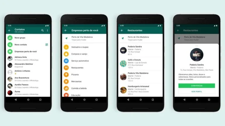 Telas do WhatsApp Business