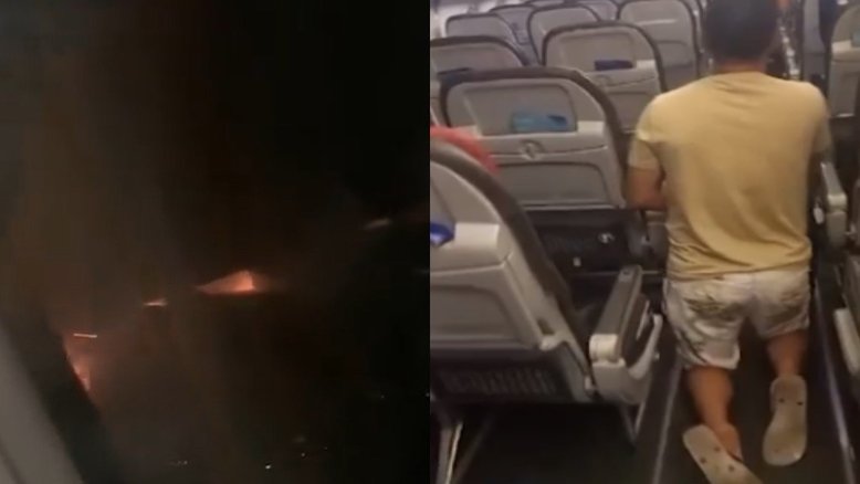 Vídeo: avião pega fogo e faz pouso de emergência na Bahia