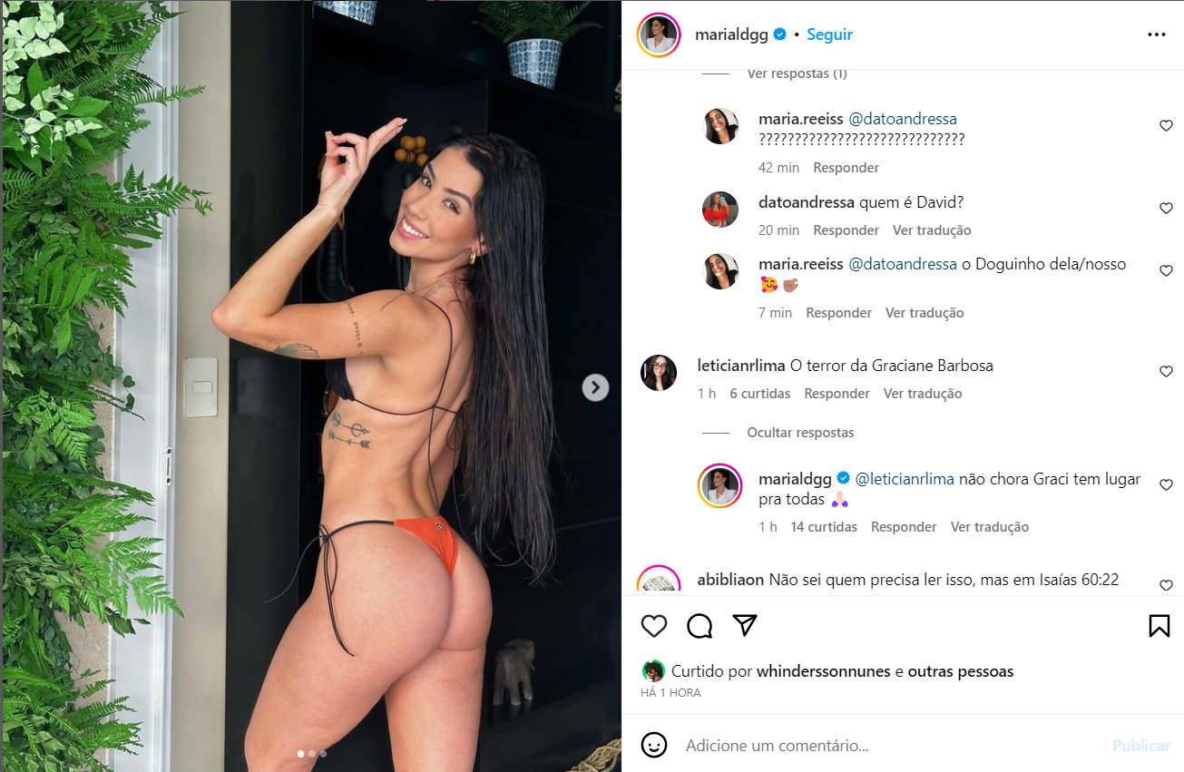 Maria Lina ostenta corpão e manda recado para Gracyanne Barbosa: 'Tem lugar pra todas' 2 Maria Lina ostenta corpão e manda recado para Gracyanne Barbosa: 'Tem lugar pra todas'
