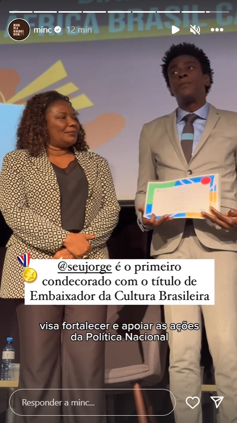 Seu Jorge recebe título de Embaixador da Cultura Brasileira dado pelo MinC 5 Seu Jorge recebe título de Embaixador da Cultura Brasileira dado pelo MinC