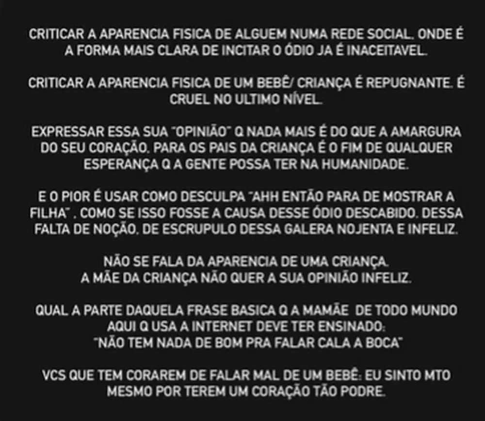 Gabriela Pugliesi se manifesta em apoio a Viih Tube e Eliezer após ataques gordofóbicos à filha do casal 4 Gabriela Pugliesi se manifesta em apoio a Viih Tube e Eliezer após ataques gordofóbicos à filha do casal