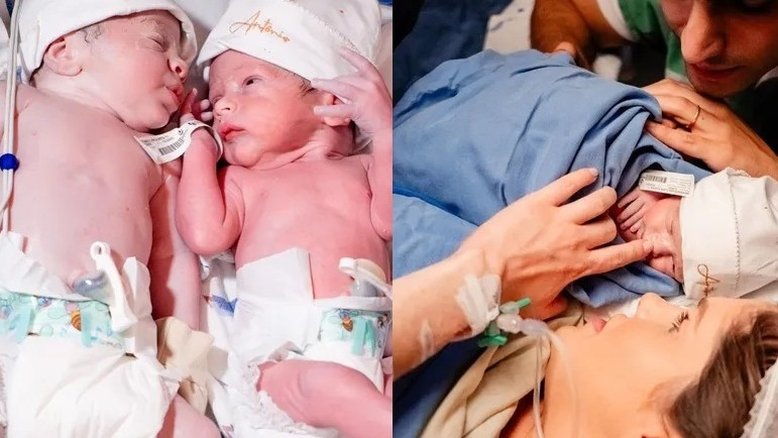 Nascem os gêmeos de Bárbara Evans, Álvaro e Antonio; veja fotos