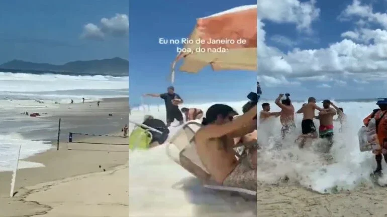 RJ: ressaca surpreende banhistas em praia; bombeiros buscam por adolescente desaparecido no mar
