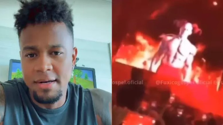 Léo Santana rebate críticas por usar imagem com alusão ao diabo em show