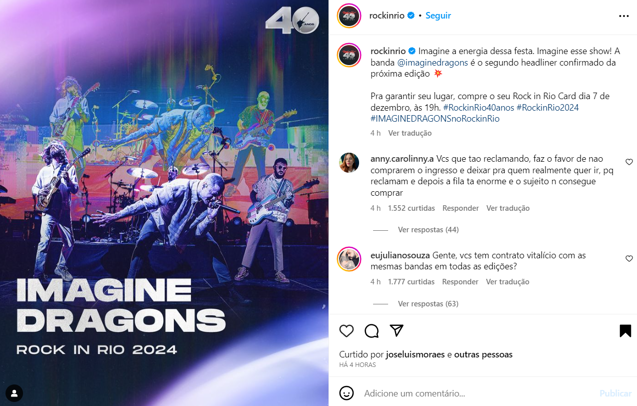 Banda Imagine Dragons é confirmada do Rock in Rio 2024