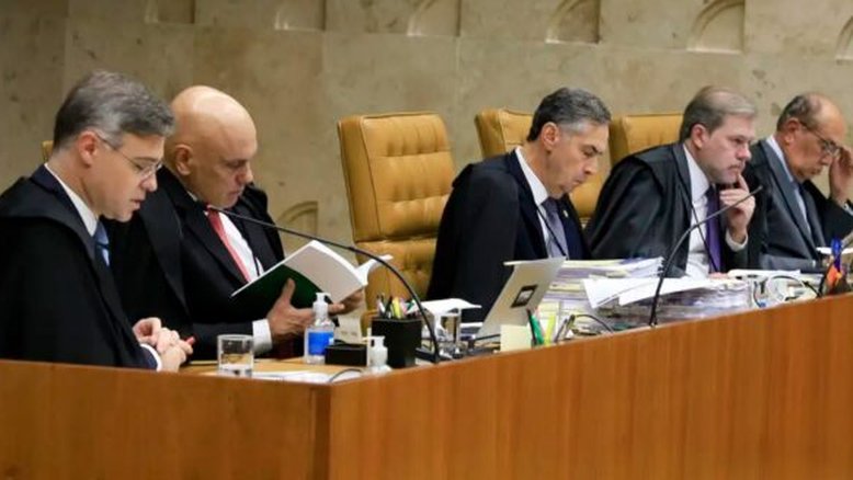Da esquerda para a direita, os ministros do STF André Mendonça, Alexandre de Moraes, Luís Roberto Barroso, Dias Toffoli e Gilmar Mendes | Nelson Jr./Supremo
