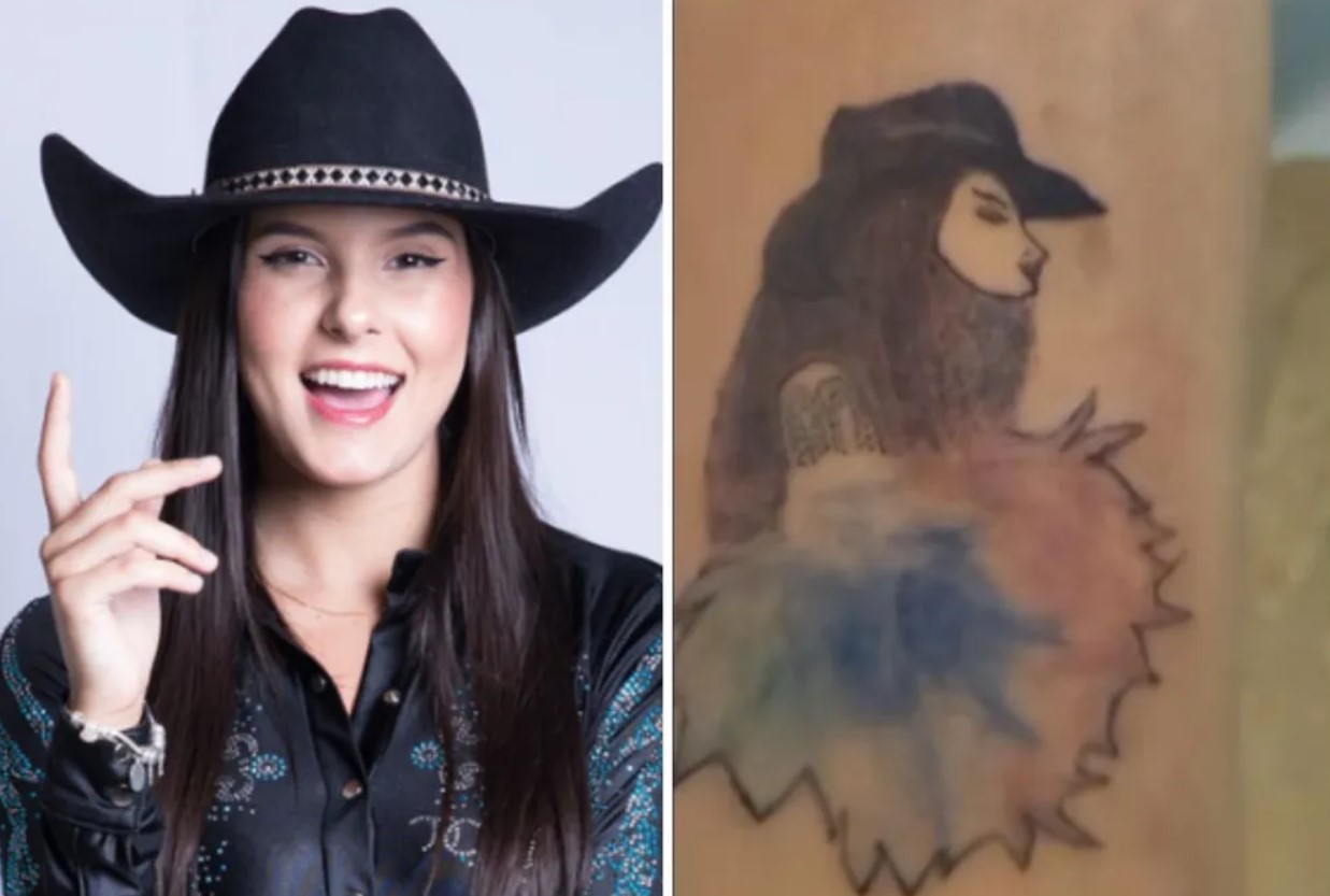 Ana Castela foi homenageada por um fã com uma tatuagem