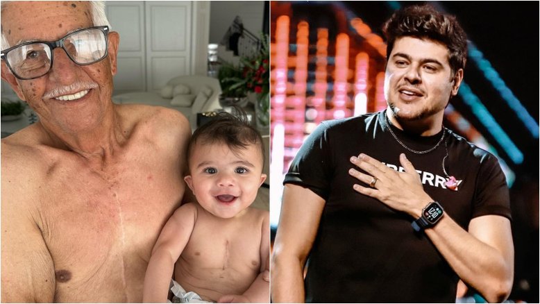 Sertanejo Cristiano mostra filho recém-operado com avô e semelhança emociona