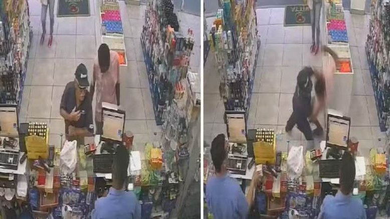 Vídeo: idoso imobiliza e agredi ladrão dentro de farmácia