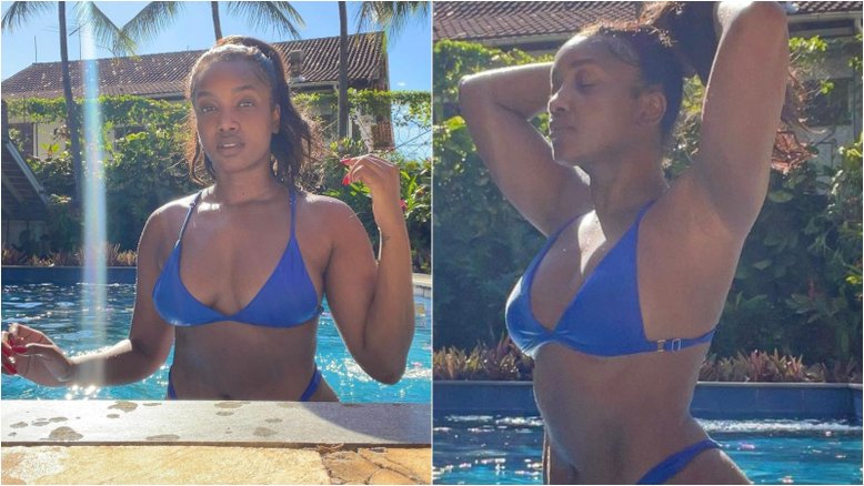IZA se refresca na piscina e arranca elogios em cliques de biquíni: ‘Perfeita’