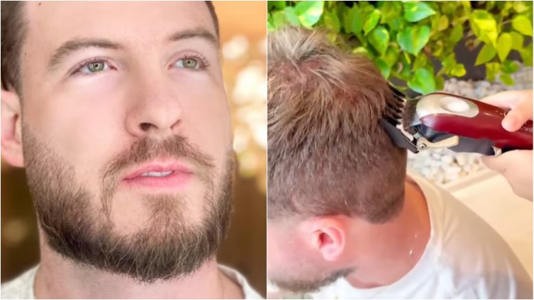 Thiago Nigro deixa filha de Maíra Cardi raspar sua cabeça e apresenta novo visual