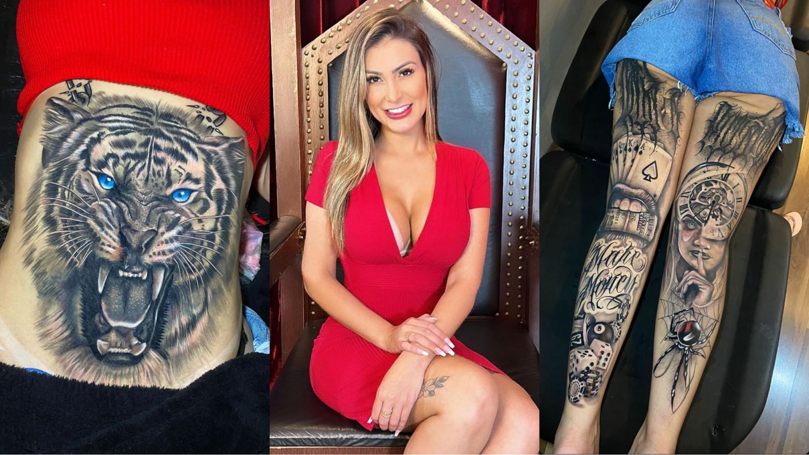 Andressa Urach exibiu novas tatuagens nas redes sociais
