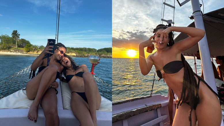 Artista aparece sorridente em diversas fotos ao lado dos amigos