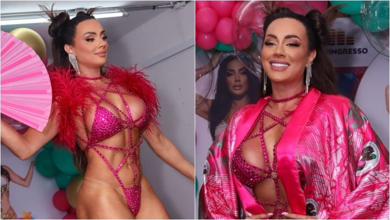 Juju Salimeni exibe corpo sarado em body cavado durante ensaio no Anhembi