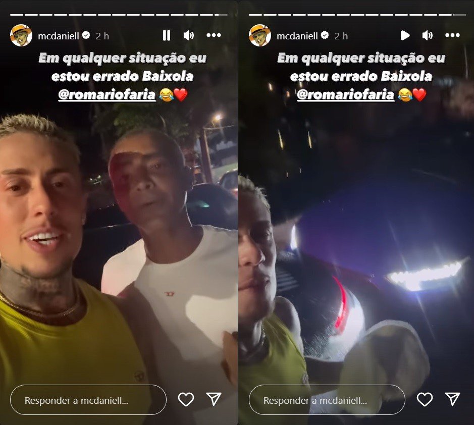 Romário bate no carro de MC Daniel e funkeiro ironiza: 'Tô errado, não tenho Copa' 4 Romário bate no carro de MC Daniel e funkeiro ironiza: 'Tô errado, não tenho Copa'