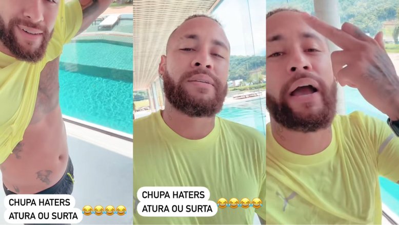 Neymar faz gesto obsceno ao rebater críticas por estar acima do peso: 'Chupa, haters'