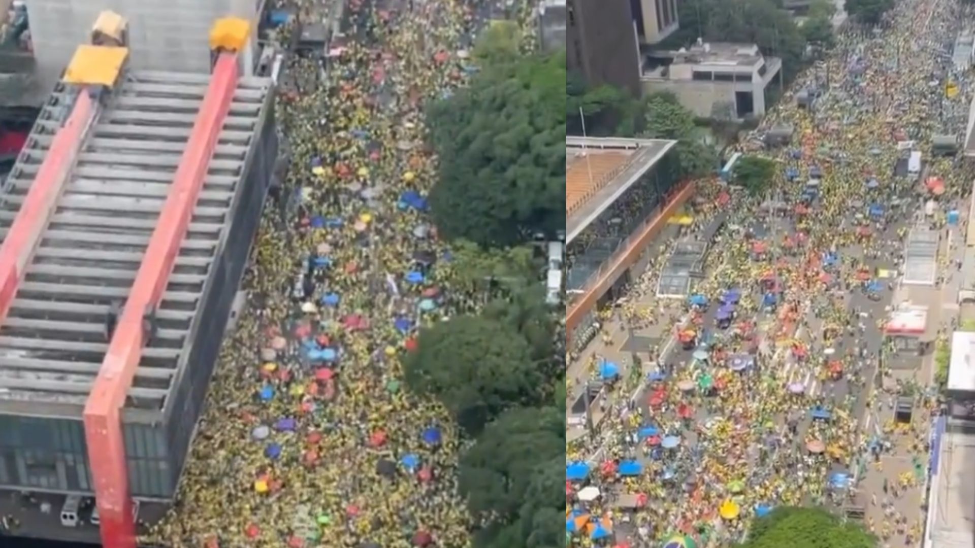 Av. Paulista durante manifestação pró-Bolsonaro