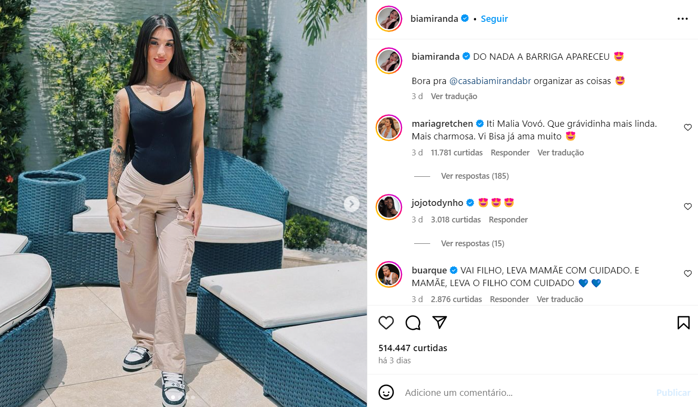 Gretchen deixa comentário fofo para Bia Miranda e Jenny detona: 'Você não ama nem a você' 3 Gretchen deixa comentário fofo para Bia Miranda e Jenny detona: 'Você não ama nem a você'