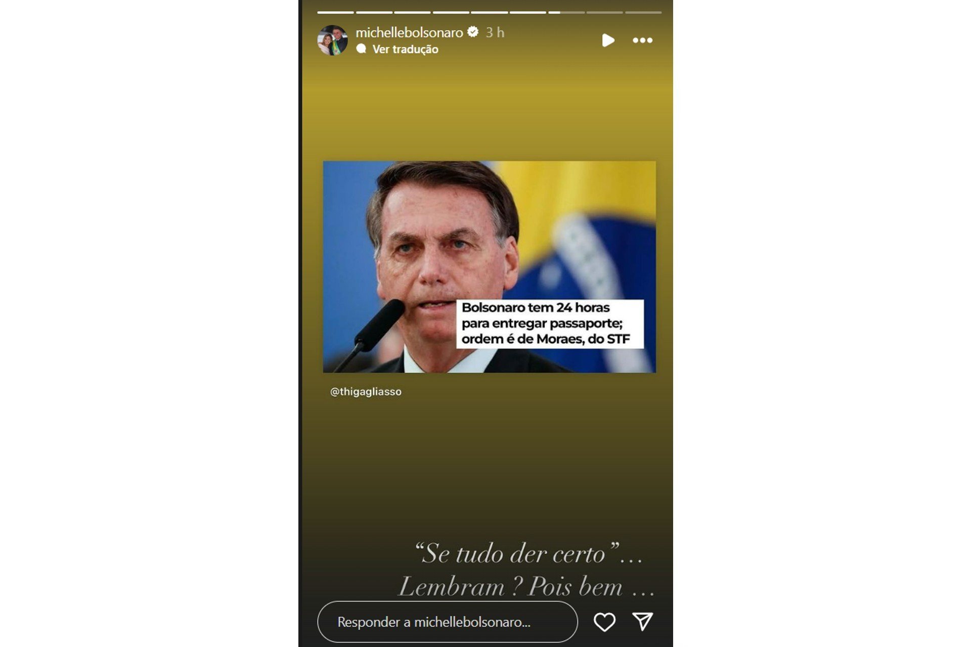 Michelle usa frase de Janja para ironizar operação da PF: 'Se tudo der certo...'