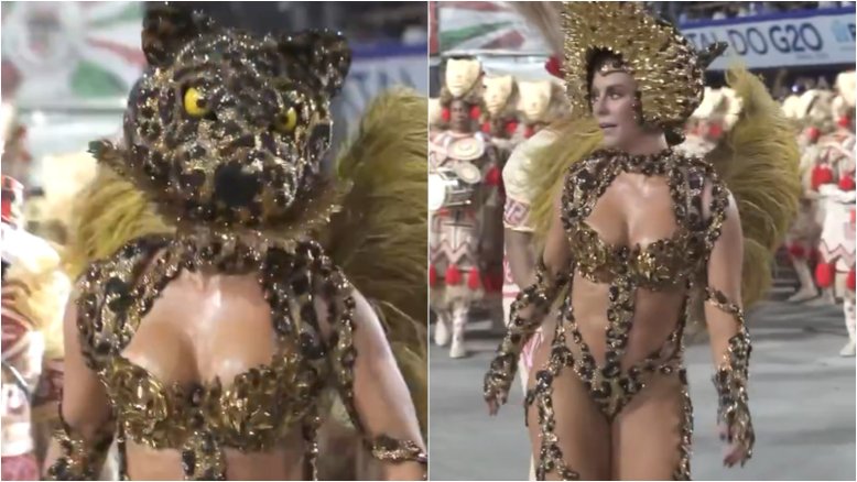 Paolla Oliveira como rainha de bateria da Grande Rio