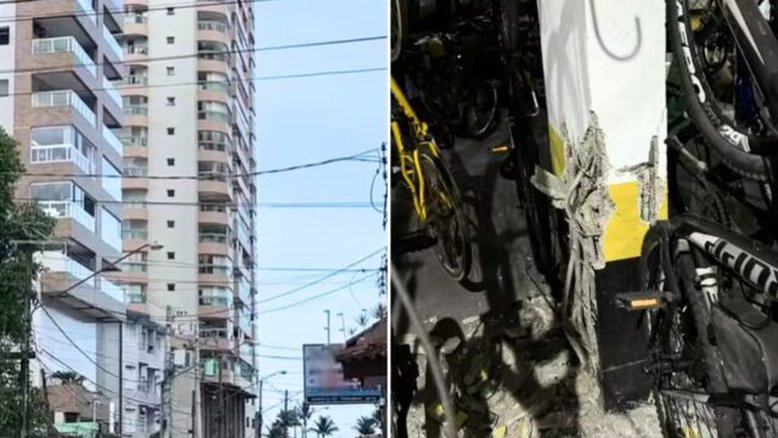 Moradores evacuam prédio da Praia Grande por conta de 'colapso estrutural'