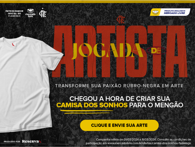 Mercado Livre e Flamengo convidam torcedores para criar versão limitada da camisa rubro-negra