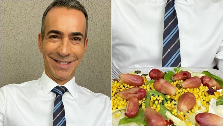 César Tralli chama atenção dos fãs ao exibir sua marmita: ‘Colhido por mim mesmo’