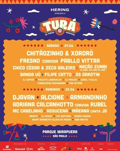 Festival TURÁ São Paulo divulga line-up por dia 2 Festival TURÁ São Paulo divulga line-up por dia