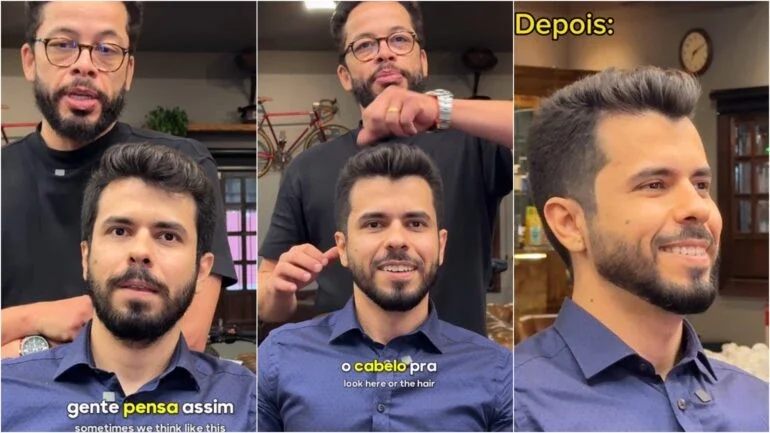 Visagismo masculino viraliza com transformações impressionantes após tratamento personalizado