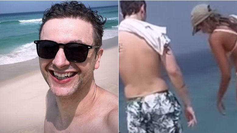 Ex de Sandy, Lucas Lima é flagrado na companhia de loira misteriosa em praia no Rio