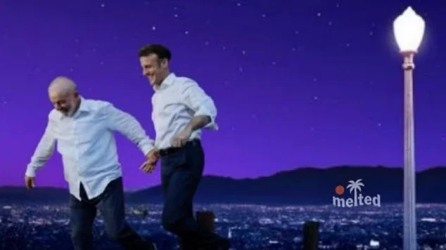 Macron brinca com meme sobre fotos com Lula durante viagem ao Brasil: 