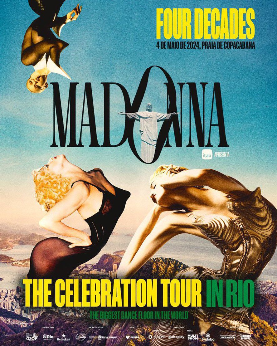 Madonna confirma show gratuito em Copacabana; evento será exibido pela TV Globo, Multishow e Globoplay