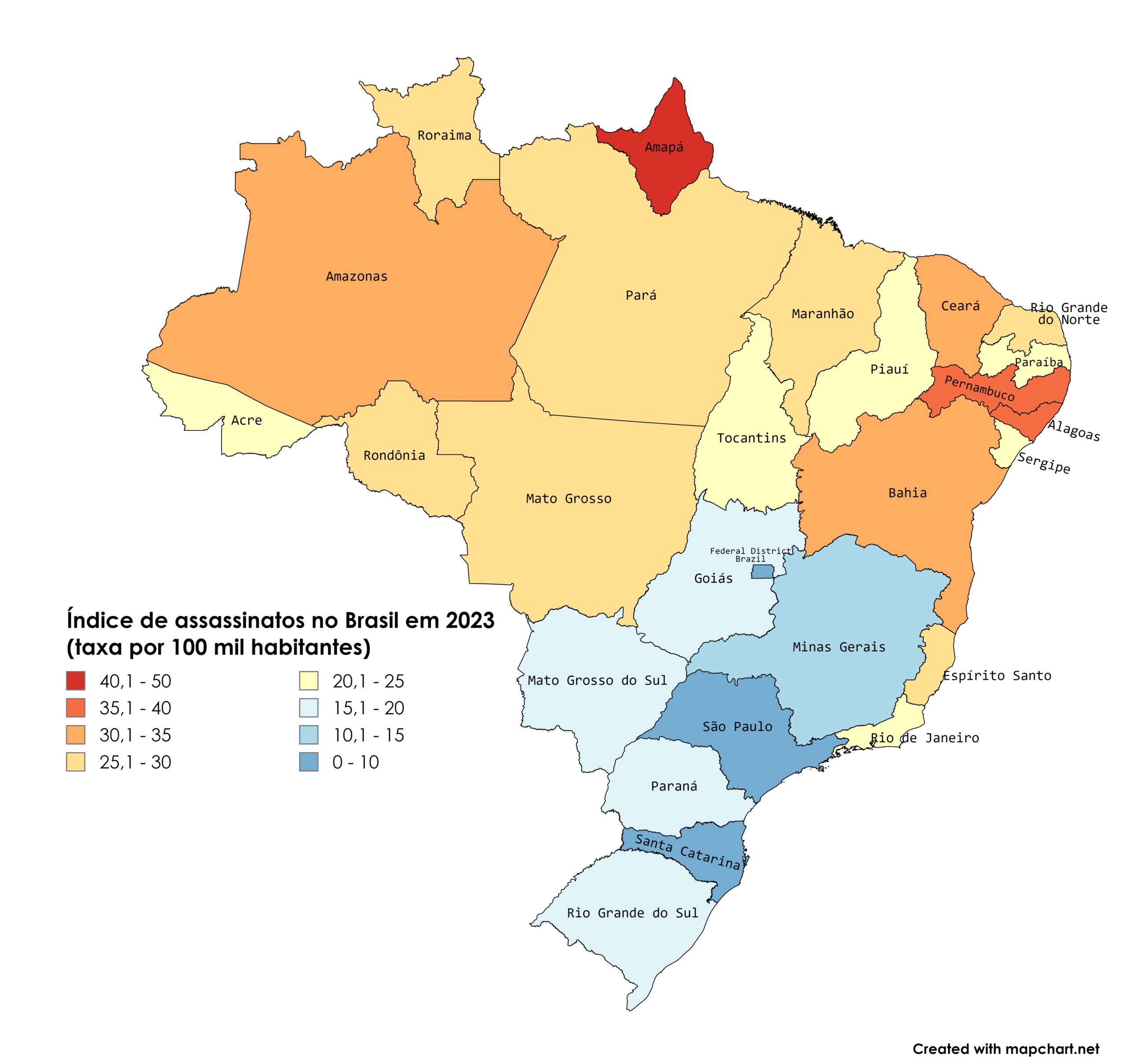 Confira o ranking dos estados com os maiores índices de mortes violentas