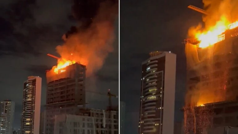 Incêndio em prédio em construção