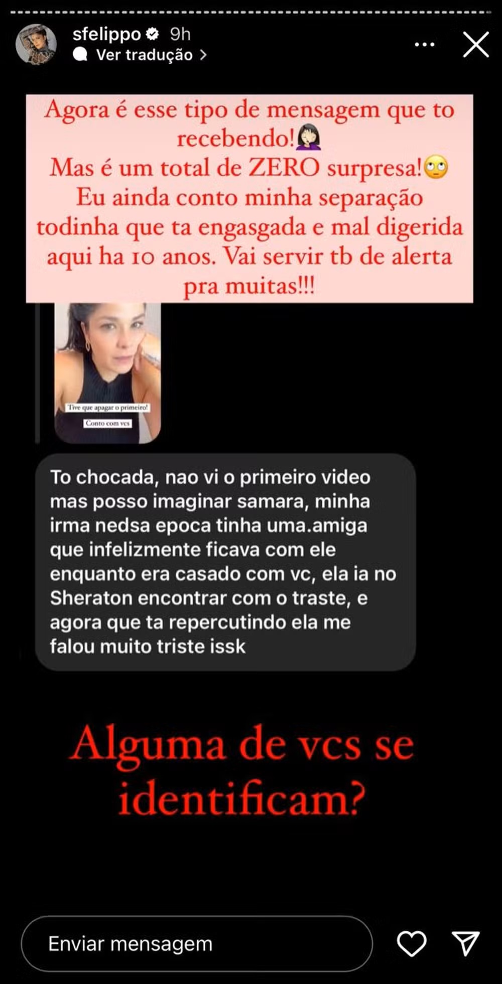 Seguidora revela a Samara Felippo que ela era traída pelo ex, Leandrinho: 'Ficava com ele'