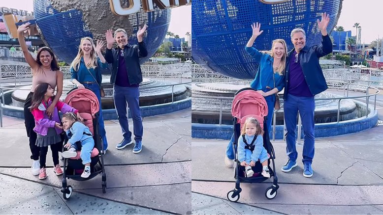 Edson Celulari, esposa e filha em Orlando
