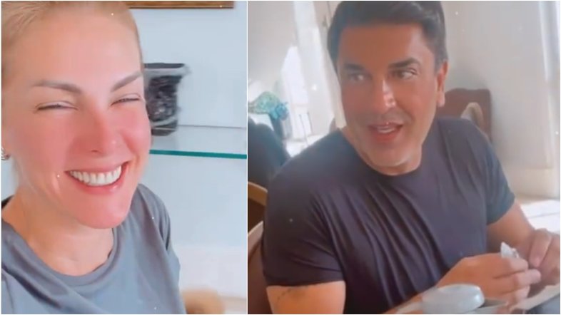 Ana Hickmann brinca durante café da manhã com Edu Guedes: ‘Dormi pouco, mas dormi bem’